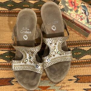 Colleen Cordero BejeweledTaupe Slide Heels